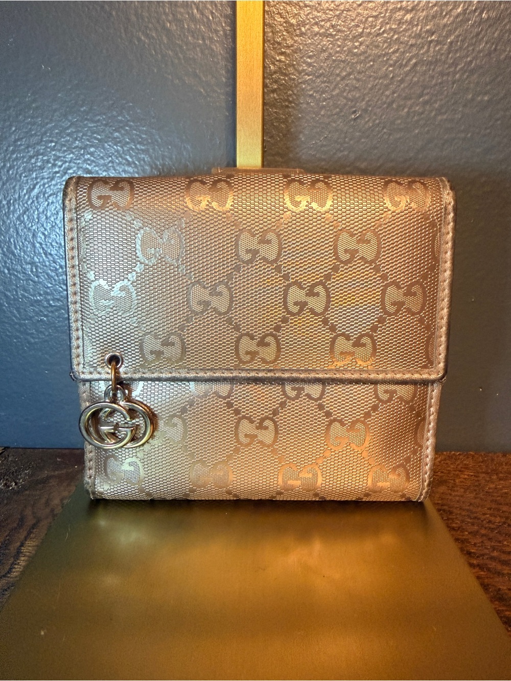 Gucci Vintage GG Imprime Compact Wallet with Double-G Charm